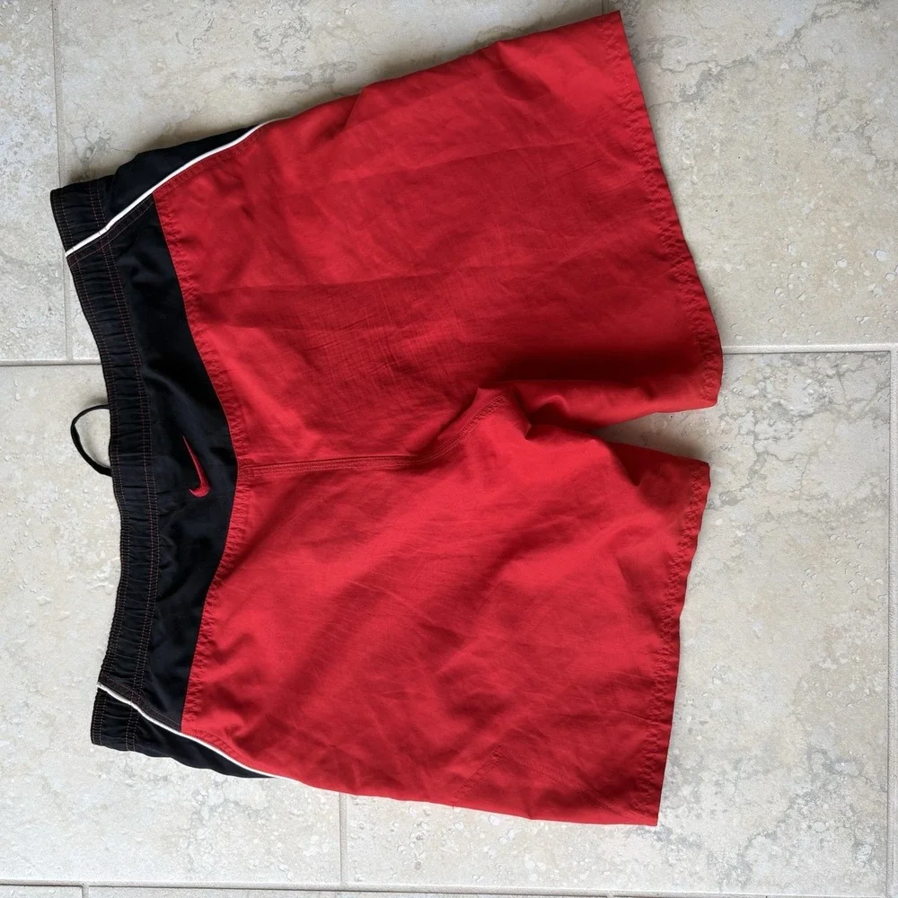 Vintage 2000s Nike Swim Shorts Mens Large Red Boardshorts Trunks Y2K Beach